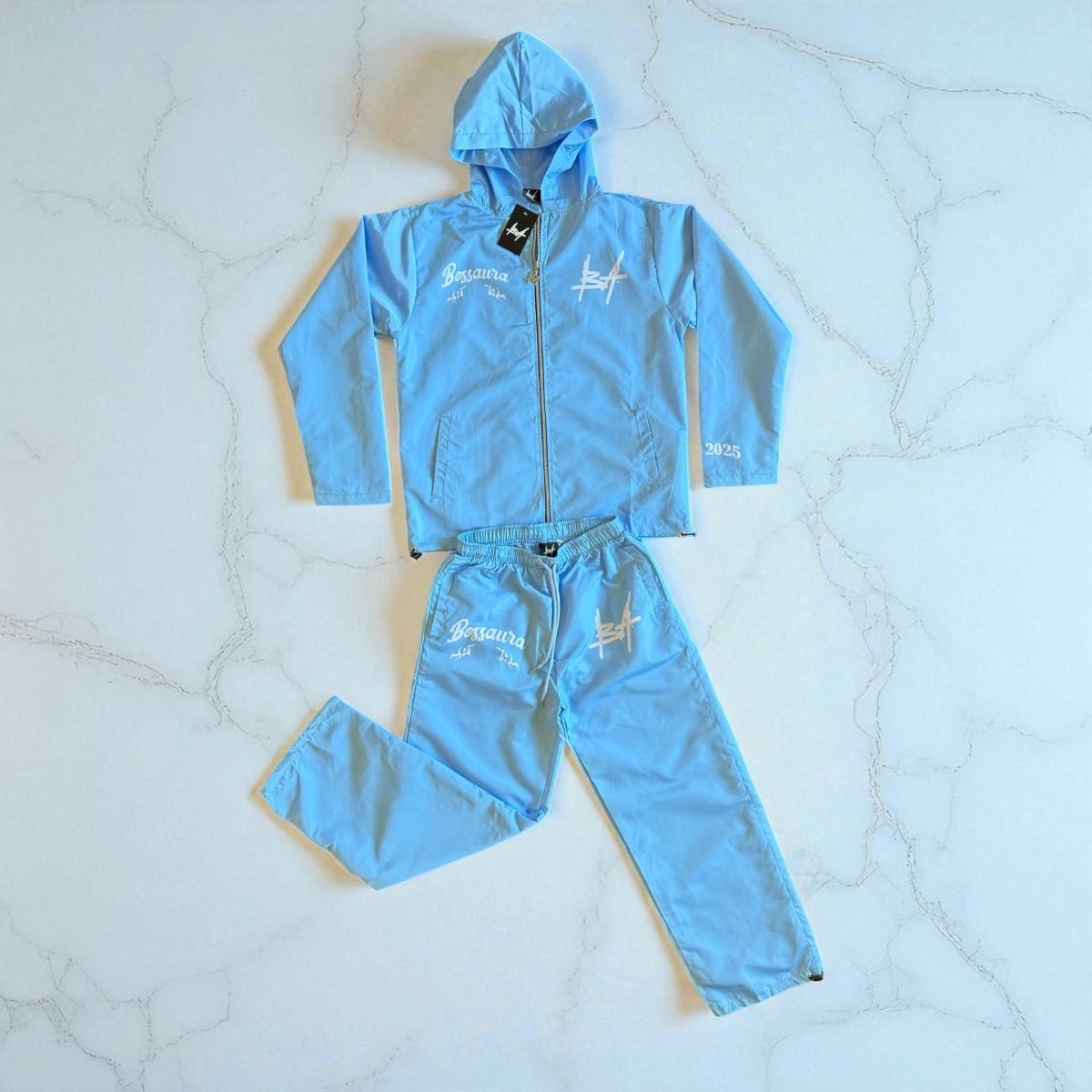 Boss Aura Blue Windbreaker Jacket with Baggy Pants